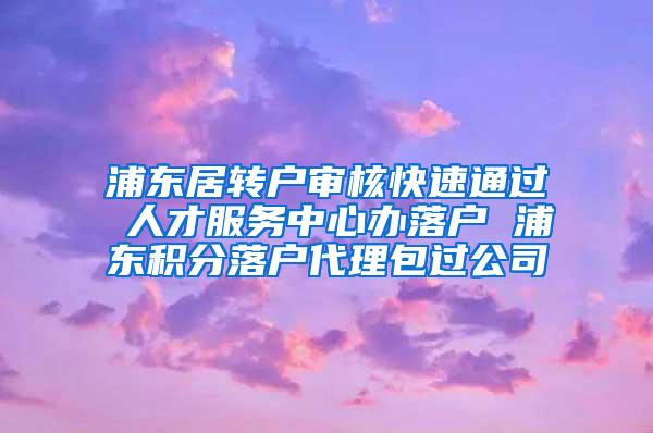 浦东居转户审核快速通过 人才服务中心办落户 浦东积分落户代理包过公司