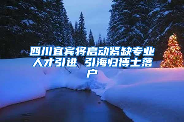 四川宜宾将启动紧缺专业人才引进 引海归博士落户