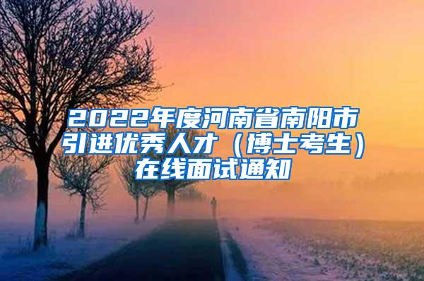 2022年度河南省南阳市引进优秀人才（博士考生）在线面试通知