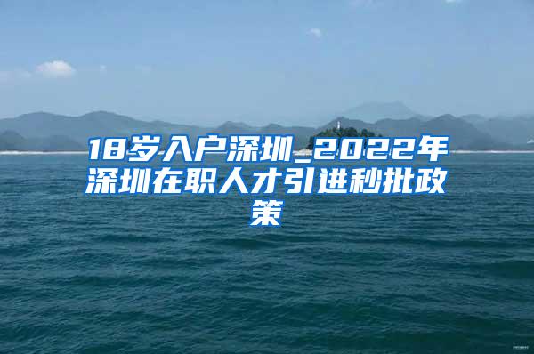 18岁入户深圳_2022年深圳在职人才引进秒批政策