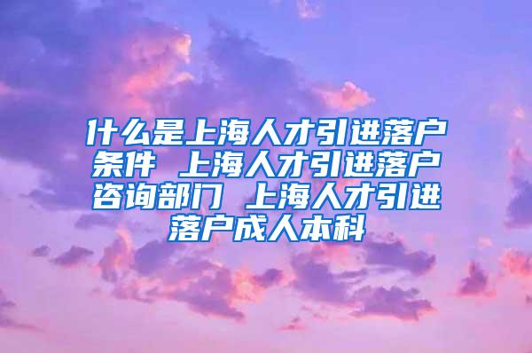 什么是上海人才引进落户条件 上海人才引进落户咨询部门 上海人才引进落户成人本科