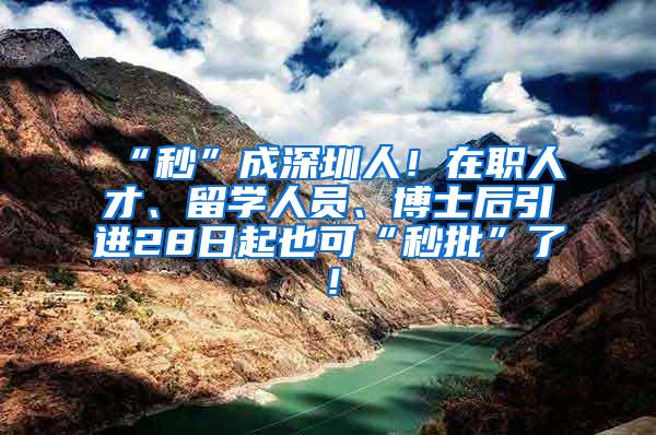 “秒”成深圳人！在职人才、留学人员、博士后引进28日起也可“秒批”了！