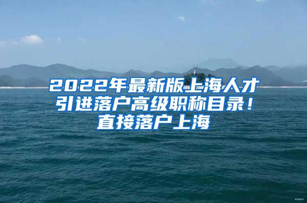 2022年最新版上海人才引进落户高级职称目录！直接落户上海