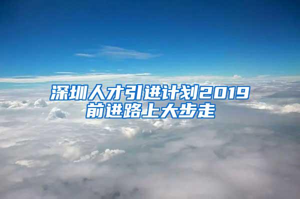 深圳人才引进计划2019前进路上大步走