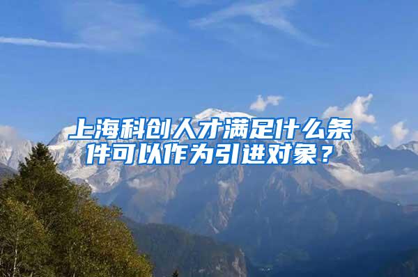 上海科创人才满足什么条件可以作为引进对象？