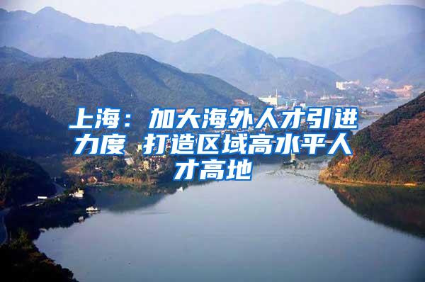 上海：加大海外人才引进力度 打造区域高水平人才高地