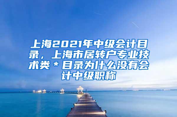 上海2021年中级会计目录，上海市居转户专业技术类＊目录为什么没有会计中级职称