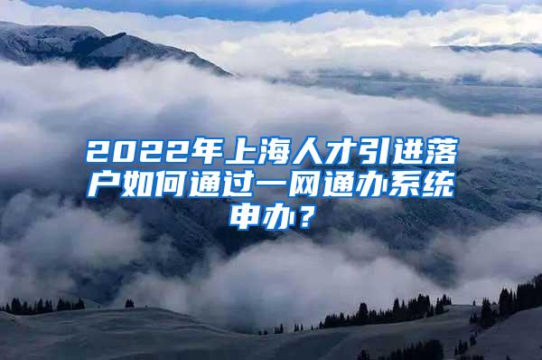 2022年上海人才引进落户如何通过一网通办系统申办？