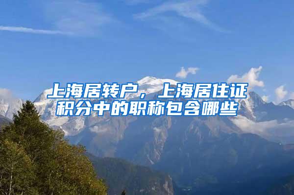 上海居转户，上海居住证积分中的职称包含哪些