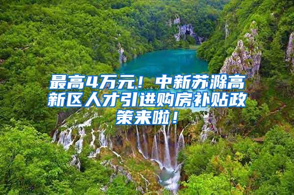 最高4万元！中新苏滁高新区人才引进购房补贴政策来啦！