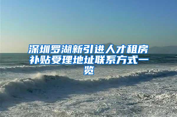 深圳罗湖新引进人才租房补贴受理地址联系方式一览