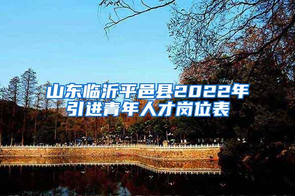 山东临沂平邑县2022年引进青年人才岗位表