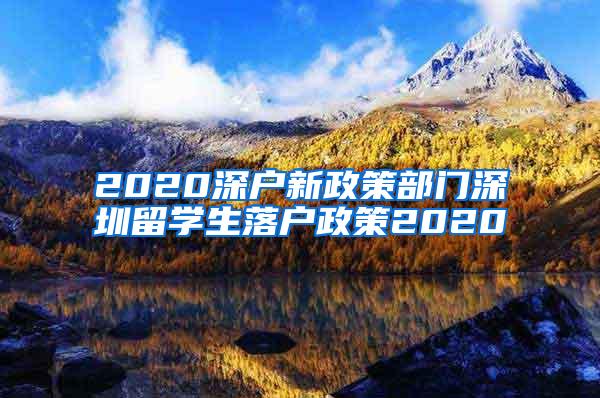 2020深户新政策部门深圳留学生落户政策2020