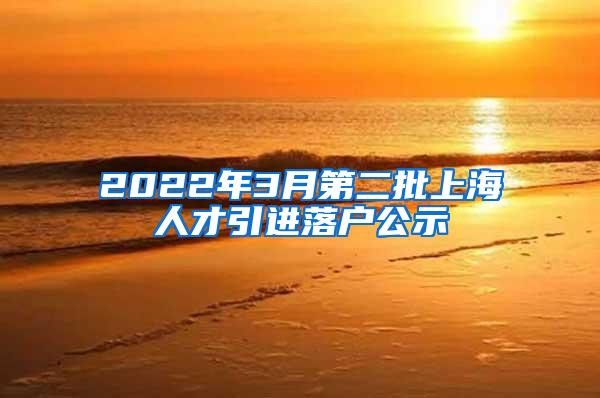 2022年3月第二批上海人才引进落户公示