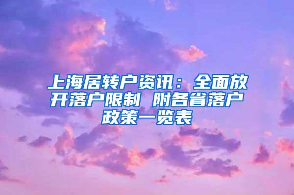 上海居转户资讯：全面放开落户限制 附各省落户政策一览表