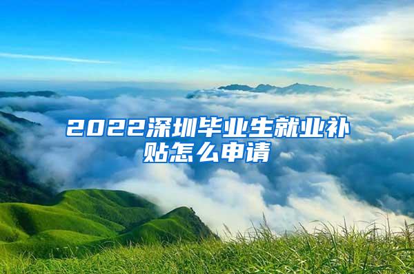2022深圳毕业生就业补贴怎么申请