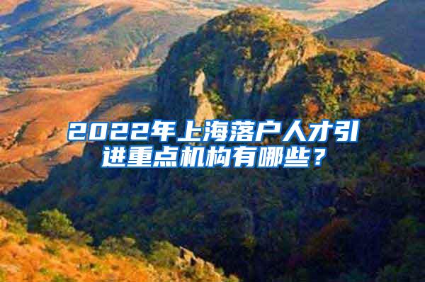 2022年上海落户人才引进重点机构有哪些？