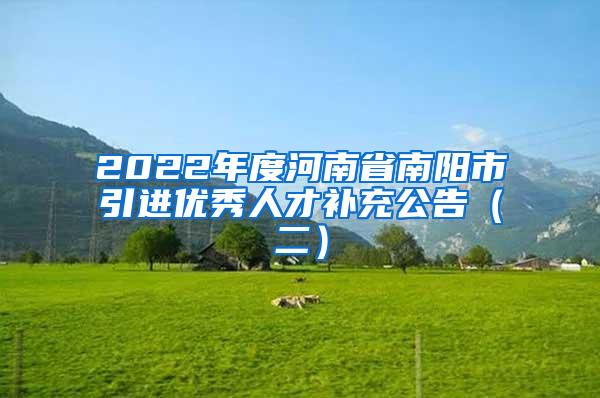 2022年度河南省南阳市引进优秀人才补充公告（二）