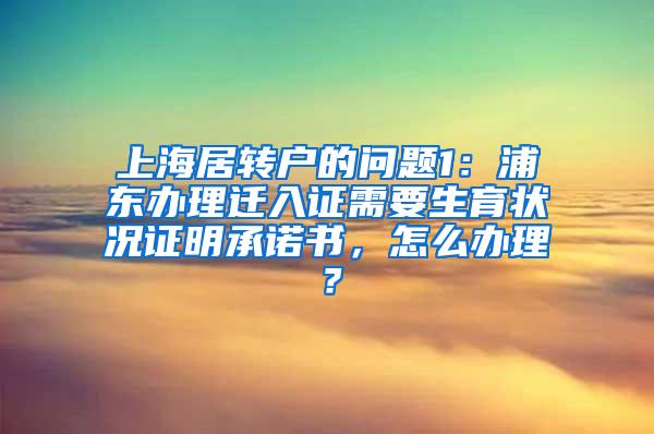 上海居转户的问题1：浦东办理迁入证需要生育状况证明承诺书，怎么办理？