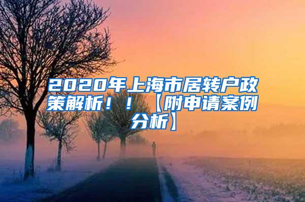 2020年上海市居转户政策解析！！【附申请案例分析】