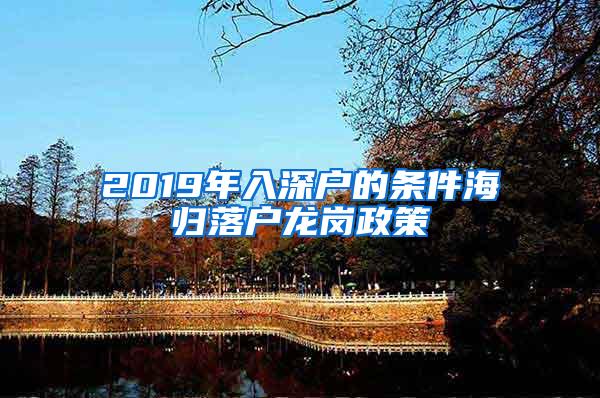 2019年入深户的条件海归落户龙岗政策