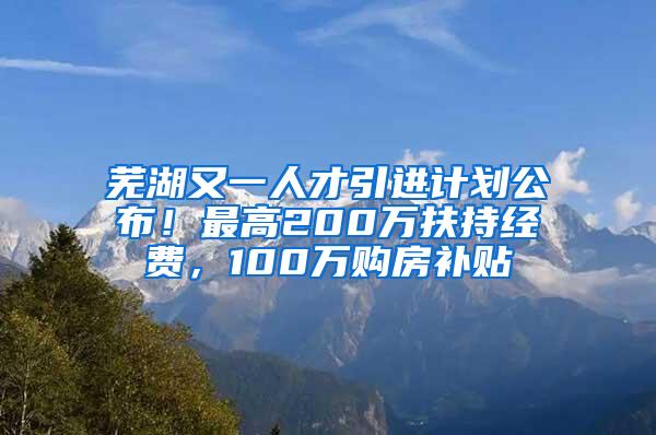 芜湖又一人才引进计划公布！最高200万扶持经费，100万购房补贴