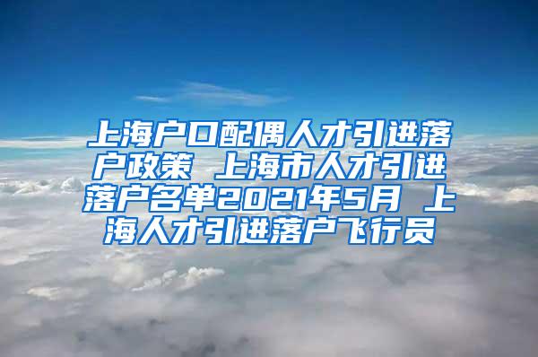 上海户口配偶人才引进落户政策 上海市人才引进落户名单2021年5月 上海人才引进落户飞行员