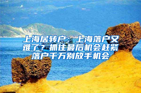 上海居转户：上海落户又难了？抓住最后机会赶紧落户千万别放手机会