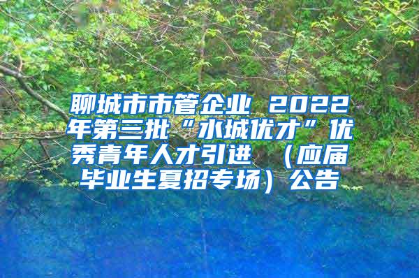 聊城市市管企业 2022年第三批“水城优才”优秀青年人才引进 （应届毕业生夏招专场）公告