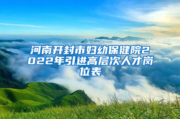 河南开封市妇幼保健院2022年引进高层次人才岗位表