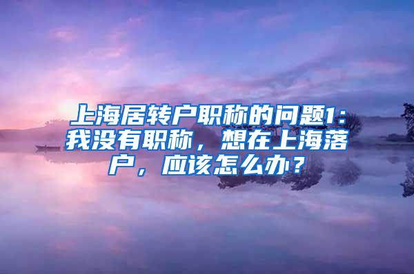 上海居转户职称的问题1：我没有职称，想在上海落户，应该怎么办？