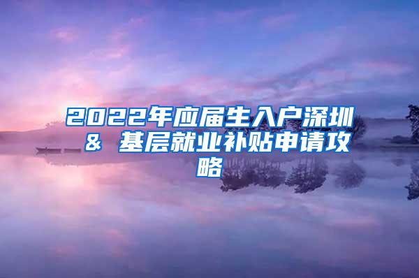 2022年应届生入户深圳 & 基层就业补贴申请攻略