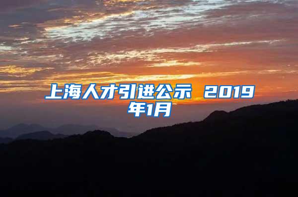 上海人才引进公示 2019年1月