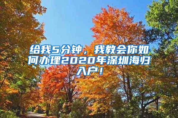 给我5分钟，我教会你如何办理2020年深圳海归入户！