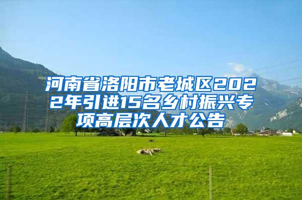 河南省洛阳市老城区2022年引进15名乡村振兴专项高层次人才公告