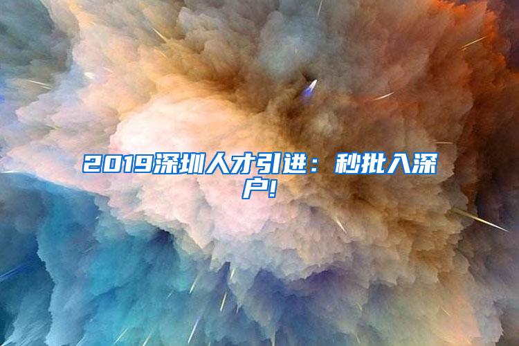 2019深圳人才引进：秒批入深户!