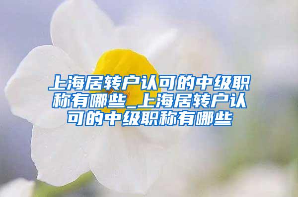 上海居转户认可的中级职称有哪些_上海居转户认可的中级职称有哪些