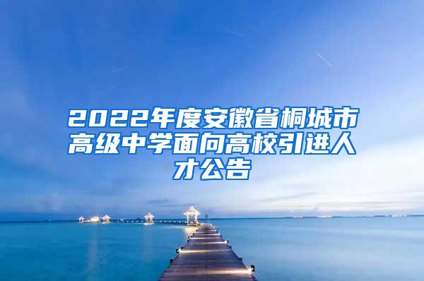 2022年度安徽省桐城市高级中学面向高校引进人才公告