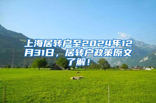 上海居转户至2024年12月31日，居转户政策原文了解！