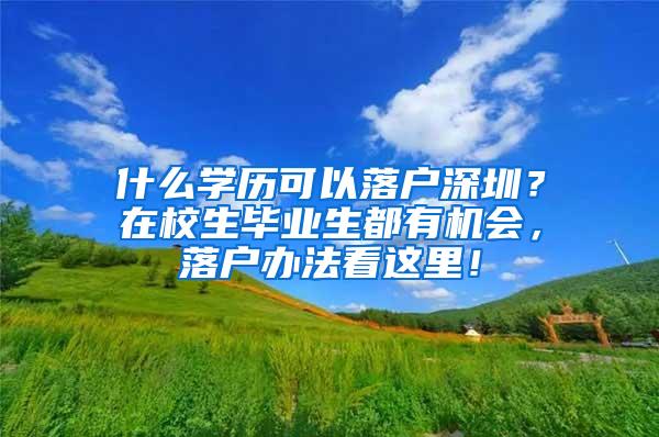 什么学历可以落户深圳？在校生毕业生都有机会，落户办法看这里！