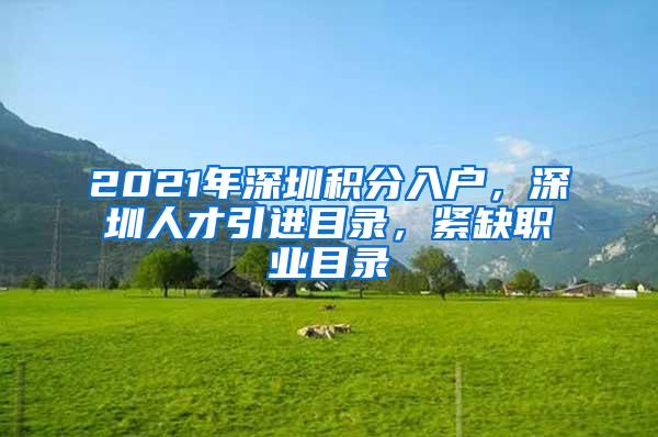 2021年深圳积分入户，深圳人才引进目录，紧缺职业目录