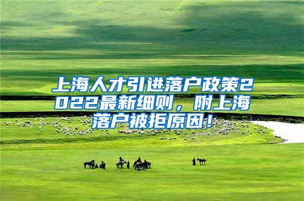上海人才引进落户政策2022最新细则，附上海落户被拒原因！