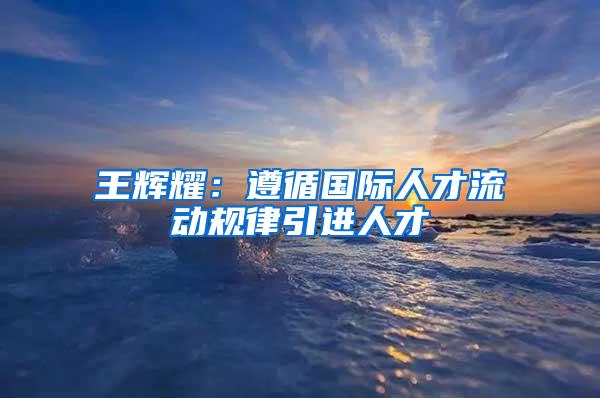 王辉耀：遵循国际人才流动规律引进人才