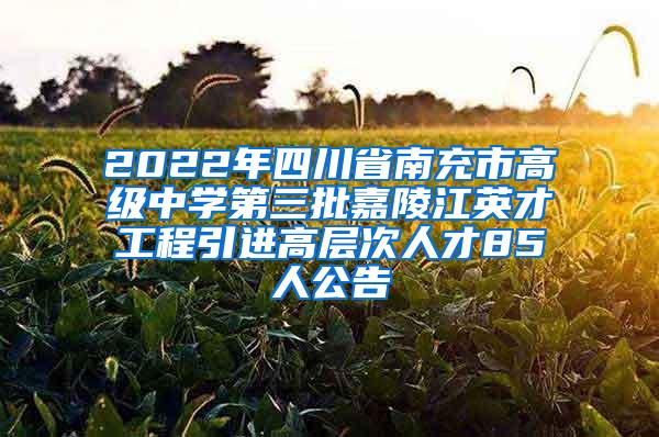 2022年四川省南充市高级中学第三批嘉陵江英才工程引进高层次人才85人公告