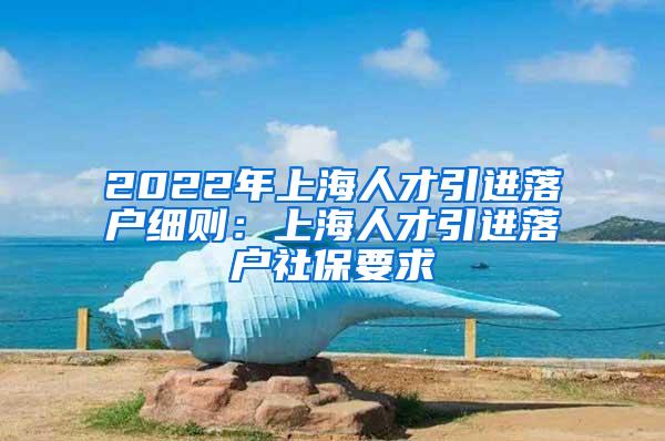 2022年上海人才引进落户细则：上海人才引进落户社保要求