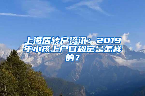 上海居转户资讯：2019年小孩上户口规定是怎样的？