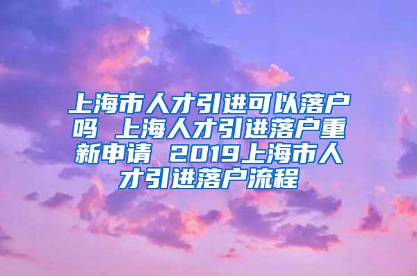 上海市人才引进可以落户吗 上海人才引进落户重新申请 2019上海市人才引进落户流程