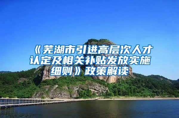 《芜湖市引进高层次人才认定及相关补贴发放实施细则》政策解读