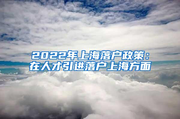 2022年上海落户政策：在人才引进落户上海方面