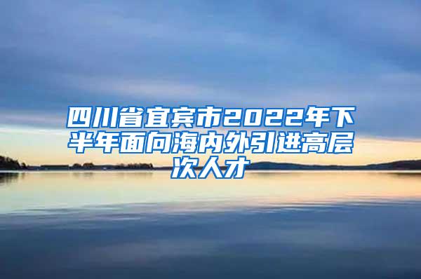 四川省宜宾市2022年下半年面向海内外引进高层次人才